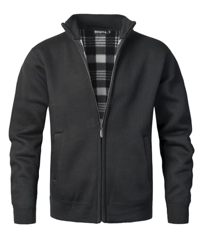 Btmpmcs Herren Strickjacke Cardigan mit Reißverschluss Winter Fleece-gefüttert Warm Dicker Strickpullover Wintermantel Sweatjacke Stehkragen Pullover Feinstrike Sweaters mit 2 Taschen von Btmpmcs