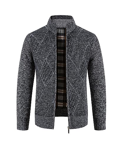 Btmpmcs Herren Strickjacke Cardigan mit Stehkragen Klobig Strickwaren Klassischer Pullover Fleece Gefüttert Warme Winterjacke Freizeit Langarm Sweatjacke Übergangsjacke Freizeitjacke Btmpmcs Herren Strickjacke Cardigan mit Stehkragen Klobig Strickwaren Klassischer Pullover Fleece Gefüttert Warme Winterjacke Freizeit Langarm Sweatjacke Übergangsjacke Freizeitjacke von Btmpmcs