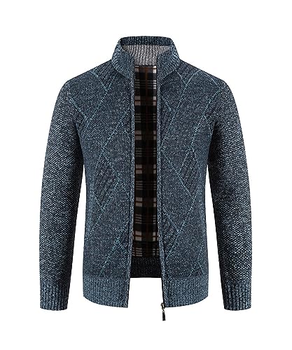 Btmpmcs Herren Strickjacke Cardigan mit Stehkragen Klobig Strickwaren Klassischer Pullover Fleece Gefüttert Warme Winterjacke Freizeit Langarm Sweatjacke Übergangsjacke Freizeitjacke von Btmpmcs