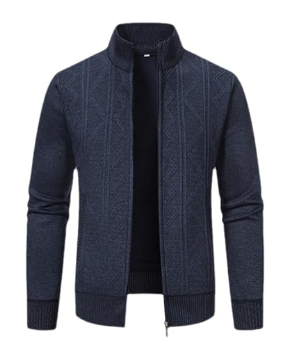 Btmpmcs Herren Strickjacke Cardigan mit Stehkragen Klobig Strickwaren Klassischer Pullover Fleece Gefüttert Warme Winterjacke Freizeit Langarm Sweatjacke Übergangsjacke Freizeitjacke von Btmpmcs