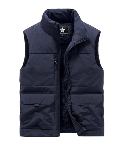 Btmpmcs Herren Fleeceweste mit mehreren Taschen Leicht Steppweste Winter Warme Outdoor Dicke Weste Winddicht Ärmellos Jacke Anglerweste Freizeitweste Arbeitsweste Sportweste von Btmpmcs