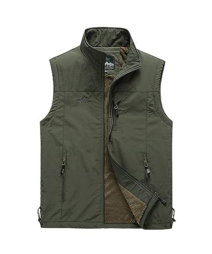 Btmpmcs Herren Winter Fleece Weste Outdoor Bodywarmer Steppweste Leichte Anglerweste Freizeit Ärmellos Jacke Winddicht Übergangswesten Arbeitsweste Sportweste Jagdwesten Thermo Daunenweste von Btmpmcs