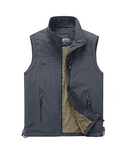 Btmpmcs Herren Winter Fleece Weste Outdoor Bodywarmer Steppweste Leichte Anglerweste Freizeit Ärmellos Jacke Winddicht Übergangswesten Arbeitsweste Sportweste Jagdwesten Thermo Daunenweste von Btmpmcs