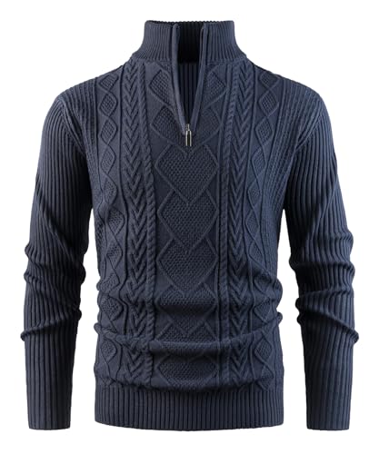 Btmpmcs Pullover Herren 1/4 Zip Neck Rollkragenpullover Stehkragen Strickpullover Langarm Warmer Pulli Solid Arbeitspullover Feinstrick Sweater Winterpullover Sweatshirt Pullover mit Reißverschluss von Btmpmcs