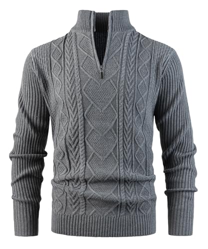 Btmpmcs Pullover Herren 1/4 Zip Neck Rollkragenpullover Stehkragen Strickpullover Langarm Warmer Pulli Solid Arbeitspullover Feinstrick Sweater Winterpullover Sweatshirt Pullover mit Reißverschluss von Btmpmcs