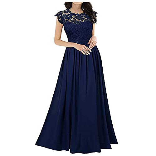 Abendkleider Elegant Für Hochzeit Kleider Festliches Partykleid Abendkleid Damen Lang Lochstickerei Kleid A-Linien Plissee Maxi Cocktailkleid Damen Hohe Taille Ballkleid Frauen Lange Luftig von Btruely