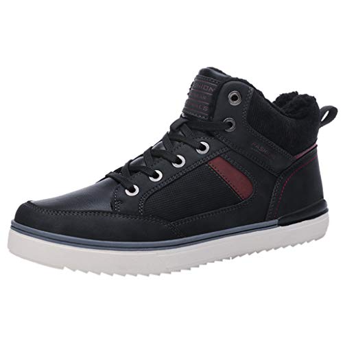 Btruely Herren Sneakers Outdoor Schuhe Männer Freizeitschuhe Winter Plattenschuhe Wanderschuhe Anti-Skidding Schuhe High Top Schuhe (41, Schwarz) von Btruely