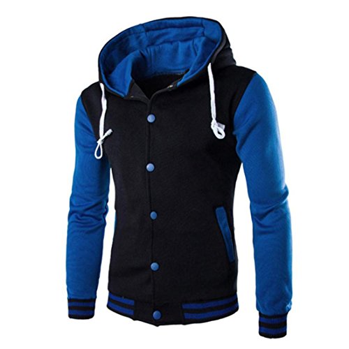 Btruely Mantel Herren Herbst Winter Männer Slim Hoodie Sweatshirt Casual Warm Patchwork Outwear Langarm Jacket (M, Blau) von Btruely