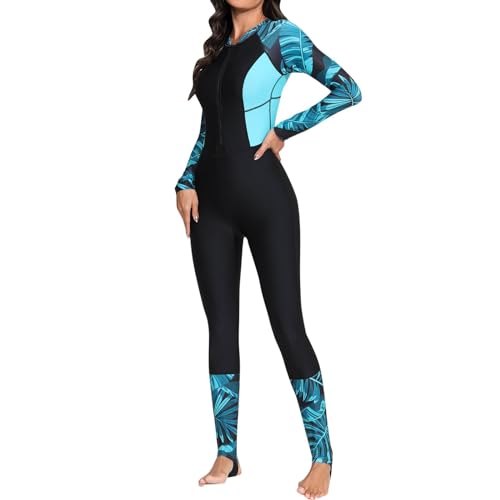 Btruely Sonnenschutz Kleidung Damen Damen-Sommer-Mode-Reißverschluss, EIN Badeanzug, Sport, Surfbekleidung, Sonnenschutz, Neoprenanzug Badeanzug Schwarz Mit Polster (Black, XXL) von Btruely