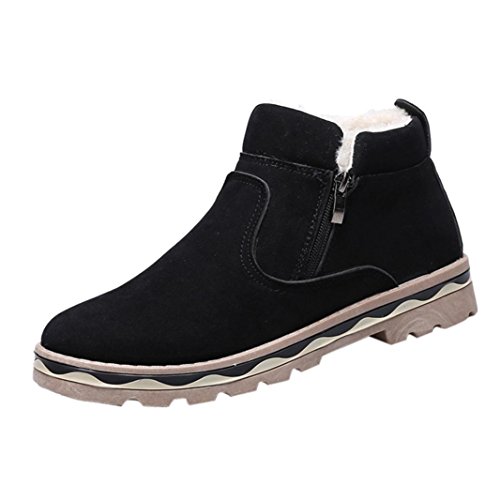 Btruely Stiefeletten Herren Männer Knöchel Schneestiefel Männer Freizeitschuhe Hoch oben Schuhe Junge Wanderstiefel Schuhe Plüsch Outdoor Arbeitsschuhe (40, Schwarz) von Btruely