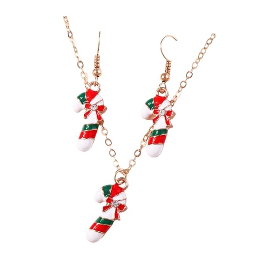 Btruely ene Halskette Weihnachten Schmuck Ohrringe Halskette für Frauen Mädchen Weihnachtsbaum Schneemann Santa Rentier Ohrring Halsketten für Damen Kurze Halskette Damen (AZ, One Size) von Btruely