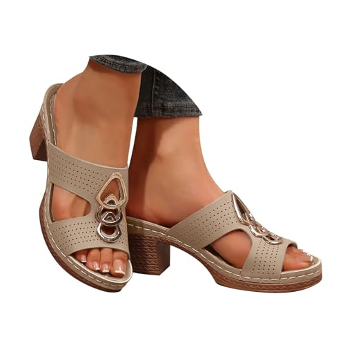Btruely sandaletten damen mit absatz - pumps damen blockabsatz pantoletten plateau sandalen Open Toe sommerschuhe elegante High Heels slip-on Stöckelschuhe bequem slipper Aushöhlte strandschuhe von Btruely