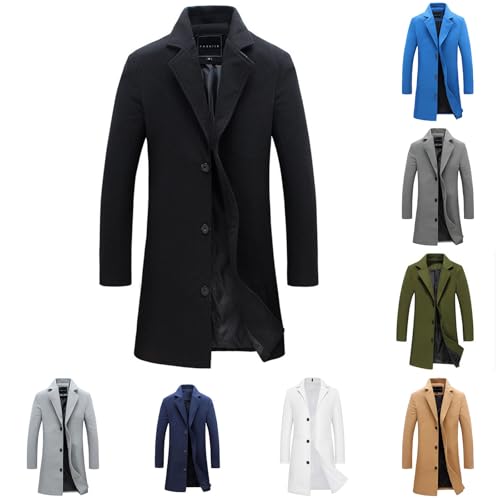 Herren Mantel Wolle Lang Herbst Wollmantel Slim Fit Wintermantel Business Trenchcoat Freizeit Herren-Mäntel Stehkragen Übergangsmantel Große Größen Bequeme Herrenmantel Winter Baumwolle Herbstmantel von Btruely