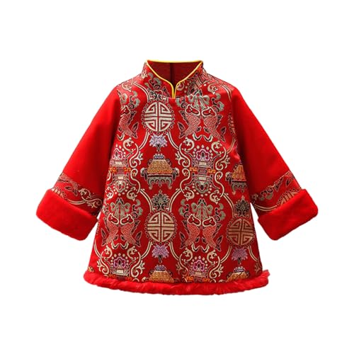 Kette Teenager Mädchen Kleinkind Kinder Mädchen Winter Chinesisch Verdicktes Neujahr Top Rock Kleid Kleidung Outfit Kinder Schwarz (Red, 6-7 Years) von Btruely