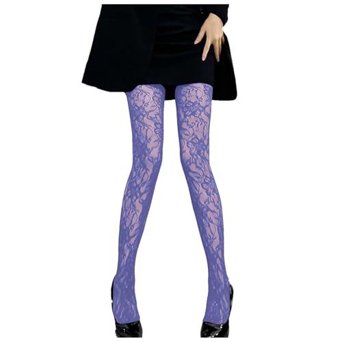 Netzstrumpfhose Frauen Hollow Out Floral Spitze Strumpfhosen Netz Strumpfhosen Strümpfe Fishnet Stockings Strumpfhose mit Muster Sexy Hohe Taille Fischernetz Strumpfhosen Damenstrumpfhose Leggings von Btruely