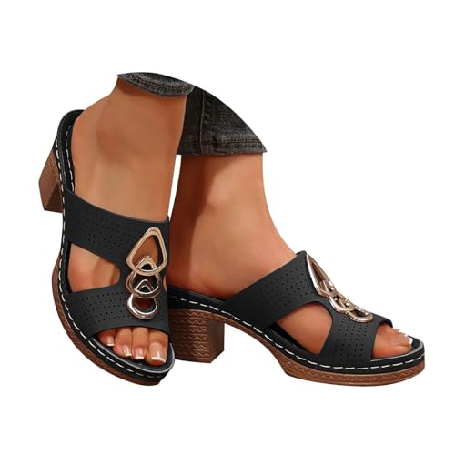 Sandalen Damen Sommer Mit Absatz Bequem Hallux Valgus High Heels Schuhe Offene Slingback Pumps Elegant Und Bequem Sandaletten Weite H Sandale & Slides Absatzschuhe Sommerschuhe von Btruely