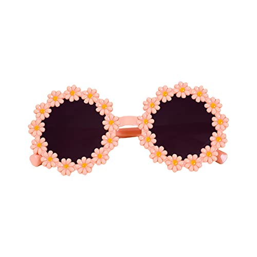 Spielt Blumen-runde Sonnenbrille für Babys, Blumenform, niedliche Brille, Outdoor-Strand, Mädchen, Jungen, Geschenke Afterjucken (Pink, One Size) von Btruely