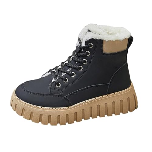 Stiefeletten Damen Warm Gefüttert mit Blockabsatz Zipper Profilsohle Stylisch Praktisch Winterstiefel Damen Chelsea Mit rutschfest Sohle Bequem Runde Zehe Stiefeletten Damen von Btruely
