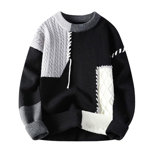 Strickpullover Herren Oversize Longsleeve Feinstrick Colour Block Pulli Ohne Kapuze Männer Sweater Elastisch Arbeitspullover Winter Warm Sweatshirt Basic Pullover Strickpullover Herren Oversize Longsleeve Feinstrick Colour Block Pulli Ohne Kapuze Männer Sweater Elastisch Arbeitspullover Winter Warm Sweatshirt Basic Pullover von Btruely