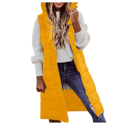 Weste Damen Lang Steppweste Winter Daunenweste Übergangsweste Winterjacke Longweste Winterweste Leichte Warm Gesteppt Casual Reißverschluss Pufferjacke Steppweste Winter Daunenweste Übergangsweste von Btruely