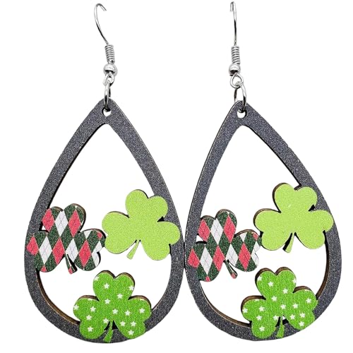 ene Ohrringe Echt Irische Festival-Ohrringe, grüne Zwerg-irische Holzohrringe Ohrringe Für Kinder (D, One Size) von Btruely