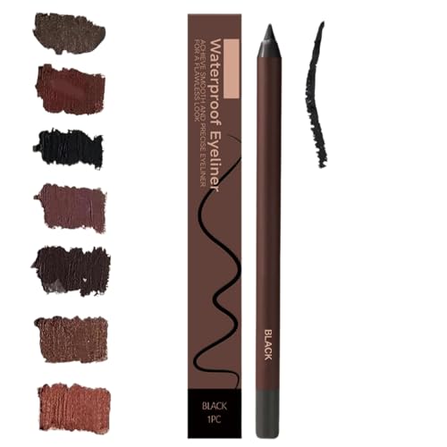 24 HR Wasserfester Eyeliner-Duo Anspitzbarer Kajalstift, Eyeliner Wasserdichtes Bleistift, 2025 Anspitzbare Gleit-Eyeliner mit Anspitzer, Kein Verschmieren - Einfach zu Färben (schwarz) von Btsozer