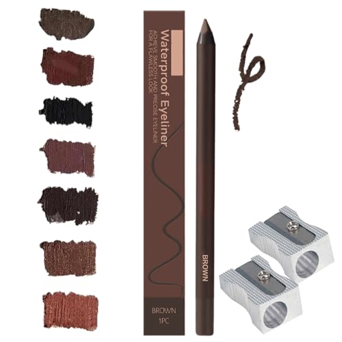 24 HR Wasserfester Eyeliner-Duo Anspitzbarer Kajalstift, Wasserfester Augenstift for Frauen, 2025 Anspitzbare Gleit-Eyeliner, Kein Verschmieren - Einfach zu Färben (Braun) von Btsozer