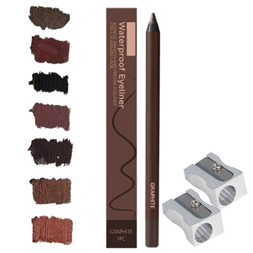 24 HR Wasserfester Eyeliner-Duo Anspitzbarer Kajalstift, Wasserfester Augenstift for Frauen, 2025 Anspitzbare Gleit-Eyeliner, Kein Verschmieren - Einfach zu Färben (Graphit) von Btsozer