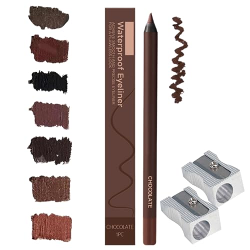 24 HR Wasserfester Eyeliner-Duo Anspitzbarer Kajalstift, Wasserfester Augenstift for Frauen, 2025 Anspitzbare Gleit-Eyeliner, Kein Verschmieren - Einfach zu Färben (Schokolade) von Btsozer