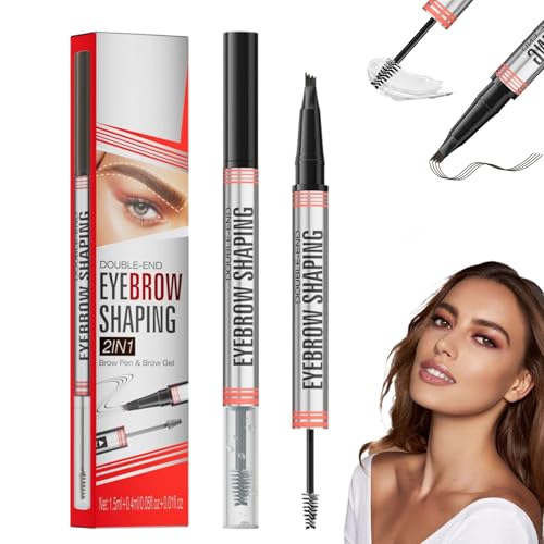 2In1 Augenbrauenstift mit Gel, microblading augenbrauenstift mit 4 Gabelspitzen, 2-in-1 Brow Pen und Versiegelndes Brow Gel, Magischer Eyebrow Pencil,eyebrow pencil mit Pinselspitze (black) von Btsozer
