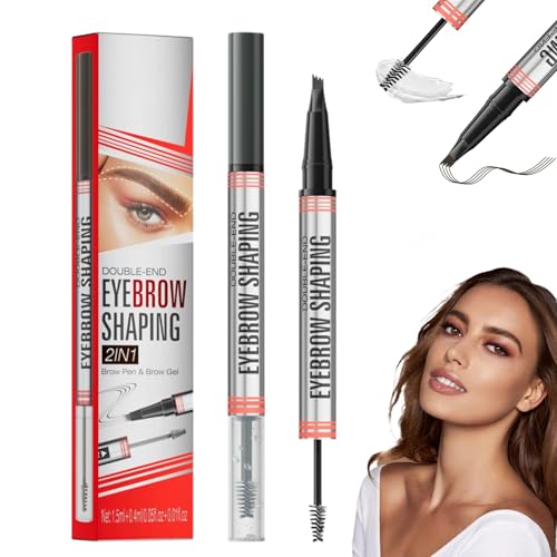 2In1 Augenbrauenstift mit Gel, microblading augenbrauenstift mit 4 Gabelspitzen, 2-in-1 Brow Pen und Versiegelndes Brow Gel, Magischer Eyebrow Pencil,eyebrow pencil mit Pinselspitze (gray) von Btsozer