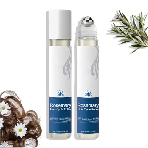 2er Rosmarin Haarwachstumsserum Roll On, Advanced Hair Growth Serum Roll On, Hair Growth Serum mit Rosmarinöl, reduziert Haarausfall, für Frauen & Männer von Btsozer