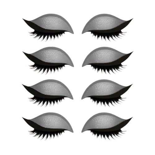 Lazy Eye Shadow Wimpernpflaster,Eyeshadow Eyelashes Makeup Stickers,2-in-1 wiederverwendbare Lidschatten- und Wimpern-Make-up-Aufkleber,Make-up-Schablonen-Aufkleber (Grau, 4 Pair) von Btsozer
