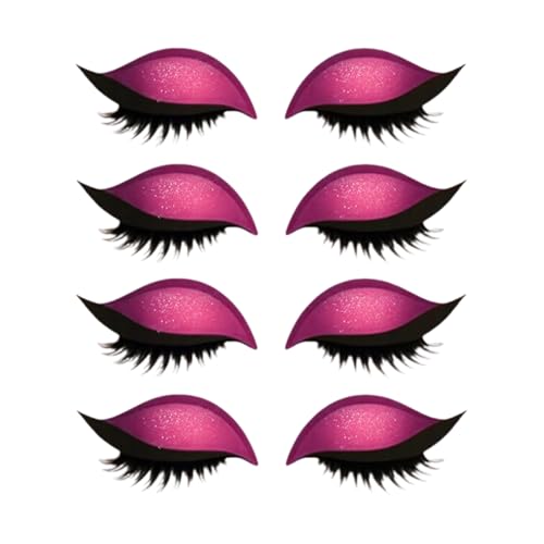Lazy Eye Shadow Wimpernpflaster,Eyeshadow Eyelashes Makeup Stickers,2-in-1 wiederverwendbare Lidschatten- und Wimpern-Make-up-Aufkleber,Make-up-Schablonen-Aufkleber (Rot, 4 Pair) von Btsozer