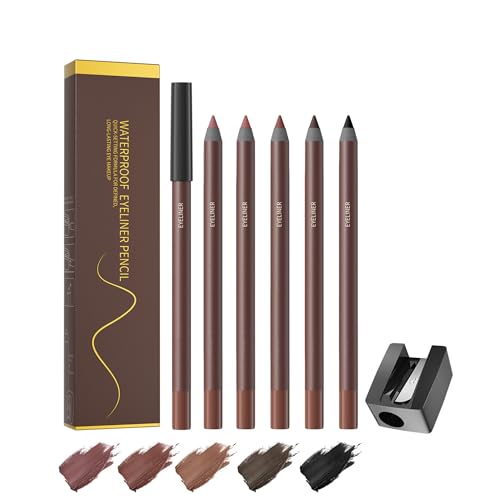 Wasserfester Eyeliner,Spitzbarer Duo-Eyeliner-Stift, Langanhaltender Makeup-Stift, Wischfeste und SchweißResistente, Hochpigmentierter Augenstift (5PC) von Btsozer