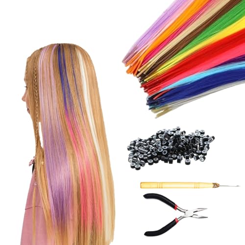 Haarsträhnen, 50pcs Bunte Glitzer Haarsträhnen Set Mit 150 Perlen Und Häkelnadel, Hair Tinsel Synthetikdrahtzöpfe Mehrere Leuchtende Farben Für Mädchen Für Partys Und Festivals Haarsträhnen, 50pcs Bunte Glitzer Haarsträhnen Set Mit 150 Perlen Und Häkelnadel, Hair Tinsel Synthetikdrahtzöpfe Mehrere Leuchtende Farben Für Mädchen Für Partys Und Festivals von Btydfy