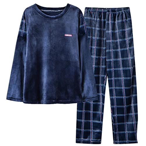 BuFanRenm Herren Pyjama Sets,Winter Dick Warm Herren Pyjamas Set Korallen Kaschmir Nachtwäsche Weich Plus Größe M-3XL Herren Na von BuFanRenm