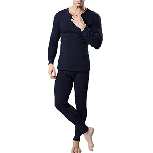 BuFanRenm Herren Pyjamas Sets,Thermo Unterwäsche Sets für Herren Winter Thermo Langarm Kleidung Herren Dicke Thermobekleidung 4XL navy von BuFanRenm