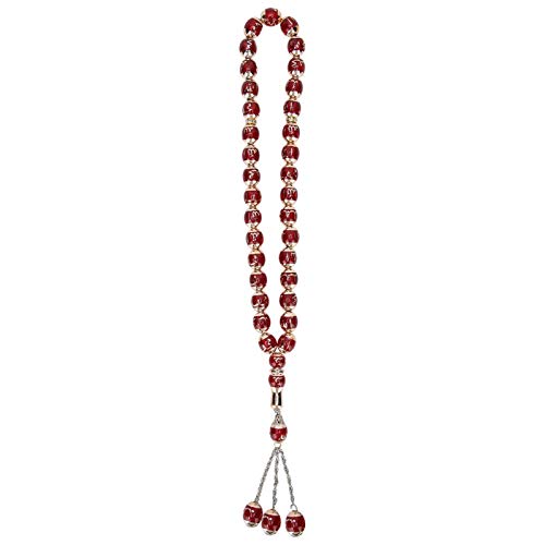 Gebetskette Islam 33 Perlen Muslimische Harz Mala Halskette Gebetsperlen Stretch Armband Muslim Tasbih Misbaha Koran Gebet Perlenarmband für Frauen Männer Geschenk, Rot von Buachois