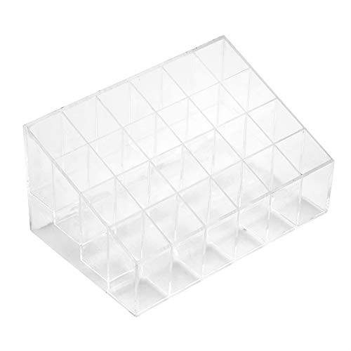 Buachois Lippenstiftständer mit 24 Gittern, Transparenter Lippenstift Halter Nagelpolitur Organizer Ständer Nagellack Make-up Aufbewahrungsbox von Buachois