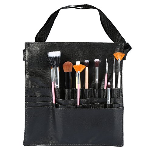 Make Up Pinsel Gürteltasche, Kosmetiktasche, PU Leder Kosmetikpinsel Beutel Reißverschluss Aufbewahrungstasche Beutel Gürtel Schürzen Werkzeug Kosmetikpinsel Etui für Lidschatten Concealer Pinsel von Buachois