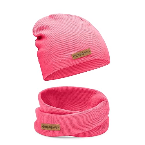 Bubalove - Kinder-Mütze mit loopschal Unisex Beanie Elastan Frühling Herbst von Bubalove