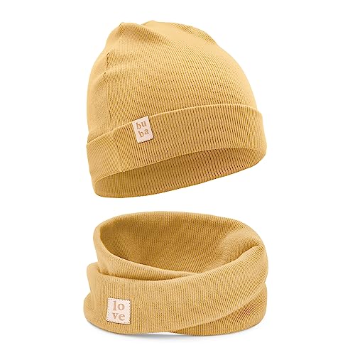 Bubalove - Mütze und Schal Set - Baumwollmütze - Kragen für Baby - Baumwollmütze und Halswärmer - Strickmütze - Mütze und Schals - Kinder Kindermütz von Bubalove