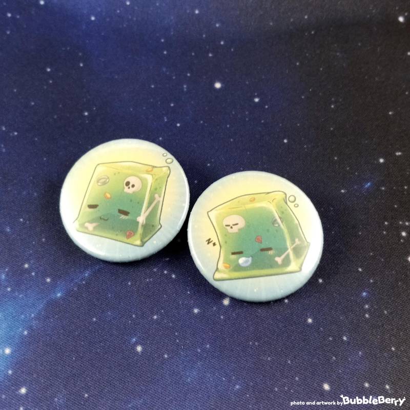38mm Button - Gelatinous Cube Slime Sicherheitsnadel Verschluss von BubbleberryInk