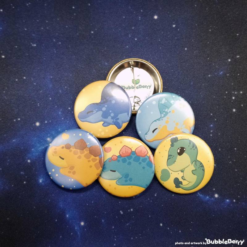 38mm Button - Niedliche Dinosaurier Sicherheitsnadel Verschluss von BubbleberryInk