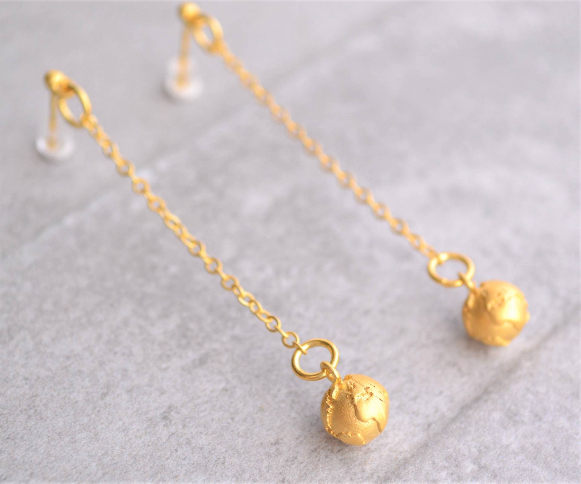 Gold Weltkarte Ohrringe, Lange Baumelnde Globus Kette Ohrstecker, Silber Reise Schmuck Geschenk Für Sie, Schwester Tochter von Bubblebox