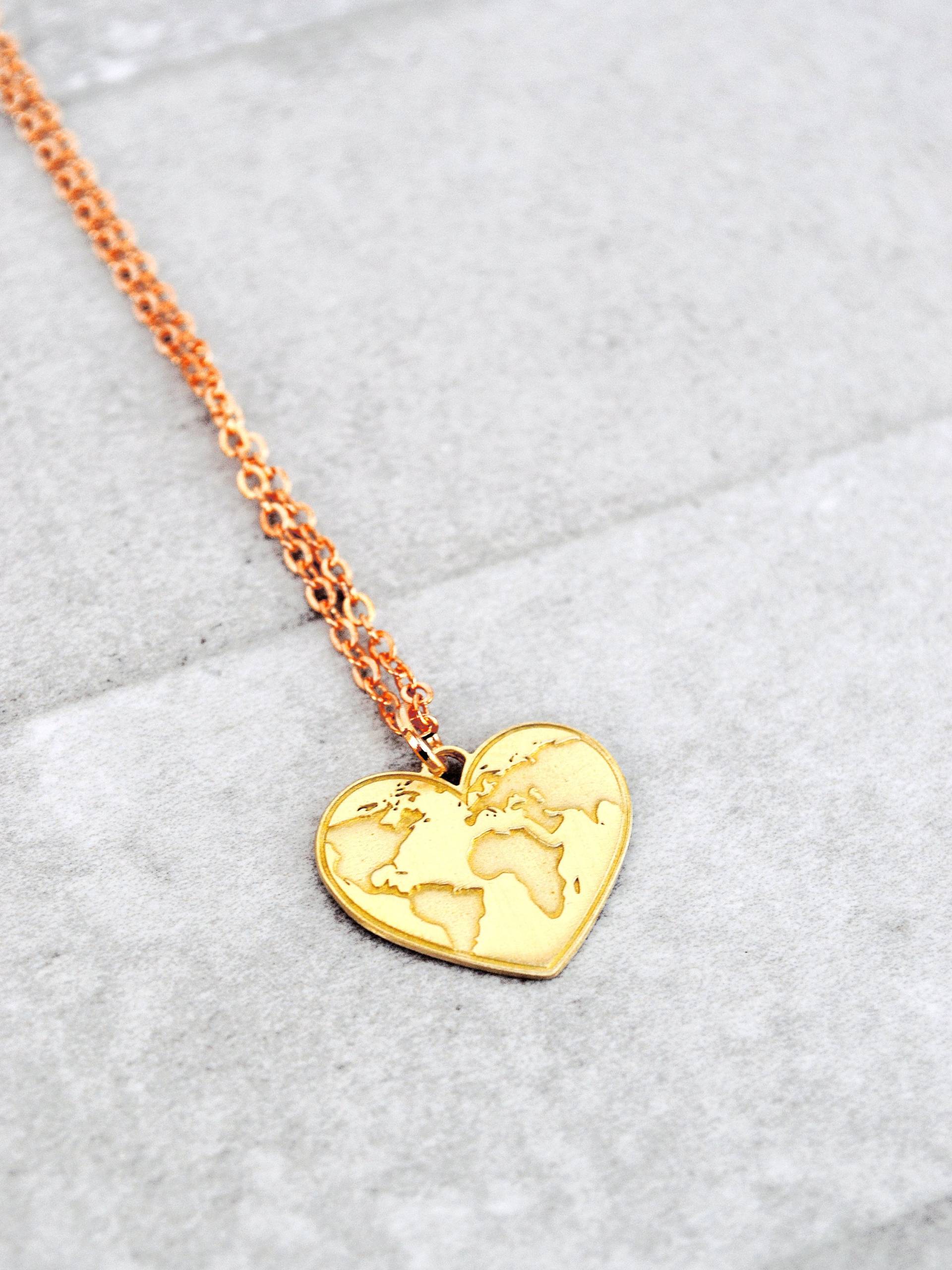 Herzförmige Weltkarte Halskette, Handgemachte Reise Schmuck Geschenk Für Frauen, Freundin, Tochter, Mutter, Weihnachtsgeschenk von Bubblebox