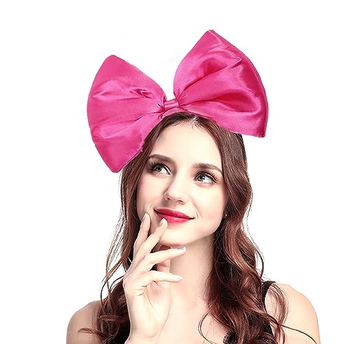 Bubbmi Frauen große Schleife Stirnband übergroße Schleife Haarband Geburtstag Party Festival Party Kostüm Mädchen Haarschmuck (Satin Hotpink) von Bubbmi