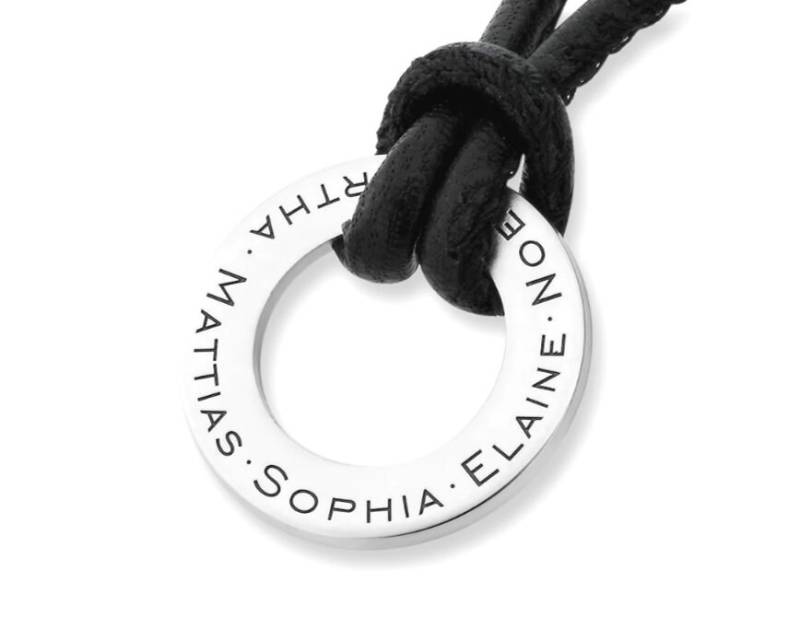 Leder Namenskette Männerkette Herrenkette Gravur Ziehknoten Verstellbarer Verschluss 925 Silber Personalisierbar Name Daten Text Koordinaten von BubiduDE