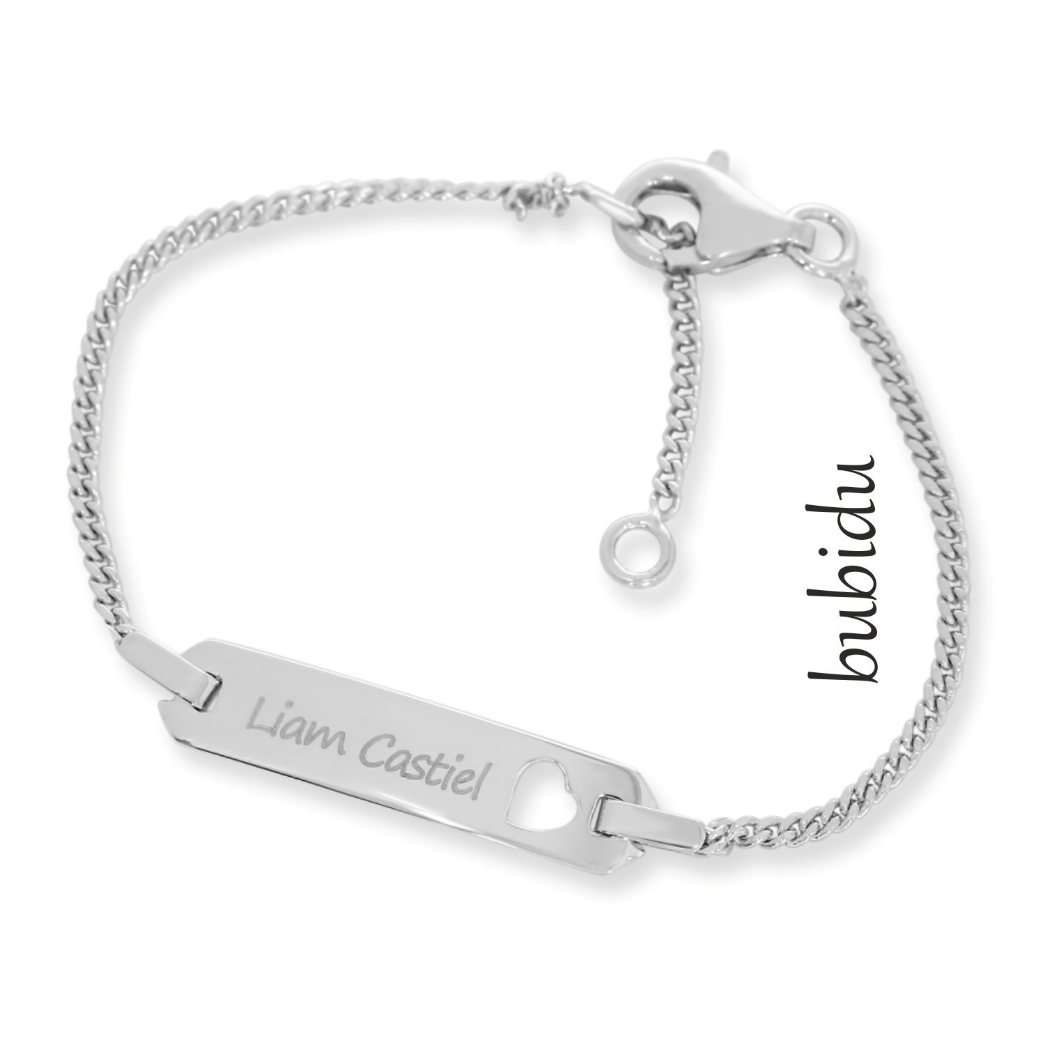 Armband Baby Namensgravur Herz Verstellbar 925 Sterling Silber Id Kinderschmuck Silber Geschenk Zur Geburt Kommunion Konfirmation von BubiduDE